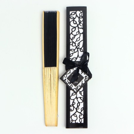 Fan bamboo, textiles h = 21 cm "monocet" in a box, black-5