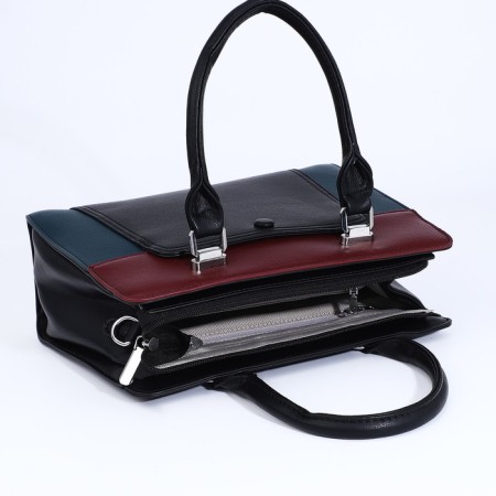 Lightning tout bag, external pocket, long belt, black color-6