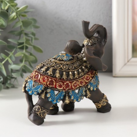 Polystone souvenir "Elephant in Red-blue Popone" MIX 11x6x12 cm-3