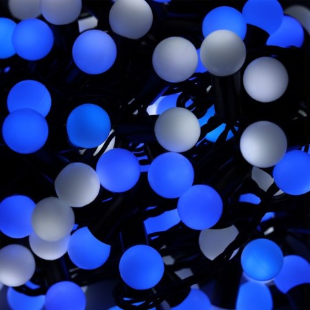 Garland “thread” 20 m with nozzles “balls 1.5 cm”, IP44, dark thread, 200 LED, white-blue glow, blinking, 220 V