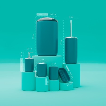 A set of accessories for the Trinity bathroom, 6 items (soap dish, soap dispenser, two glasses, ruff, bucket), blue color-1