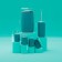 A set of accessories for the Trinity bathroom, 6 items (soap dish, soap dispenser, two glasses, ruff, bucket), blue color