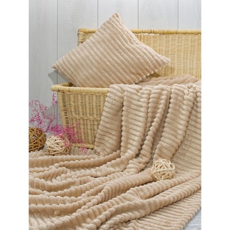 Luxe Beige/Gold blanket, size 180x200 cm, beige color-2