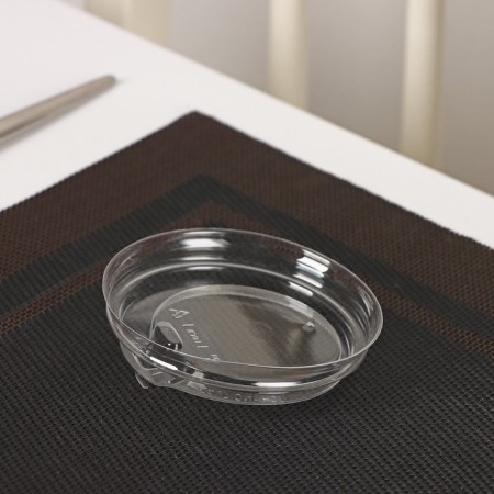 A plastic disposable lid for a glass, with a nose, d = 8 cm, the color is transparent-3