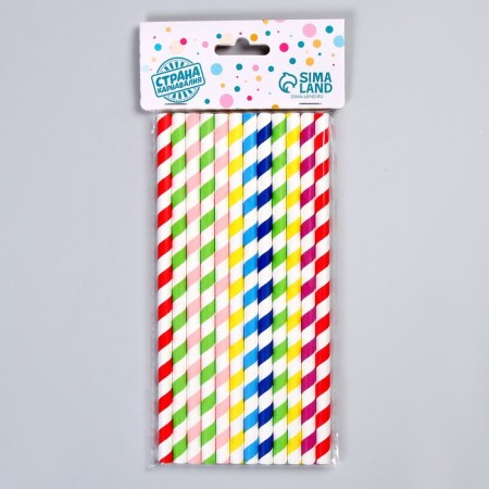 The tube for cocktail "Spiral", diameter 0.8 cm, set 12 pcs., Mix color-2