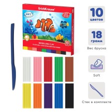 Plasticine 10 colors, 180 g, artberry, with a stack