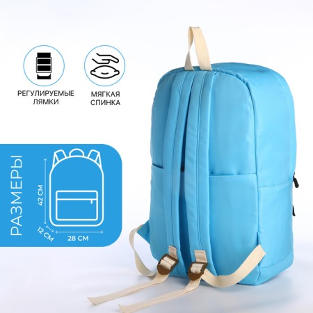 Young backpack from textiles on lightning, 2 pockets, blue color-1
