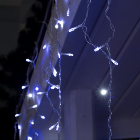 Garland "fringe" 3 × 0.6 m, IP44, UMS, transparent thread, 160 LED, white-blue glow, flashing, 220 V-1