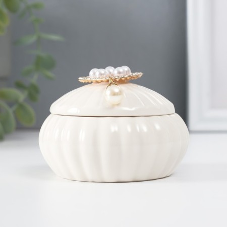 Coramics Casmic "Heart with Flower" with pearls 8.5x8.5x6 cm-2