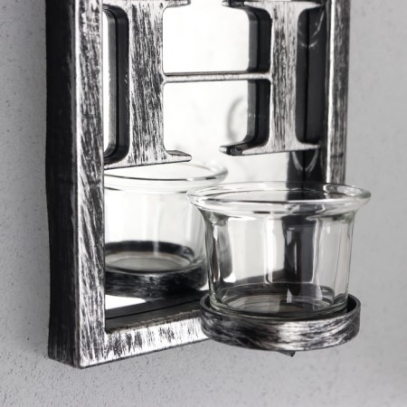 Climber Plastic, glass for 1 candle "Reflection of faith" D-4 cm old. silver 8x12x41 cm-2