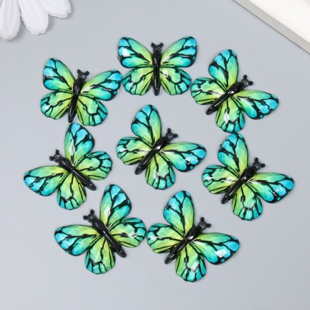 Decor for creativity plastic "Butterfly, green-blue wings" 2.5x3.2 cm-2
