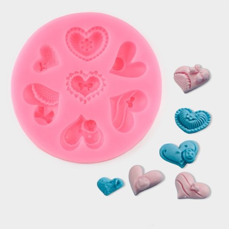Mold "Openland Hearts", silicone, 9.5 × 9.5 cm, color mix