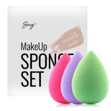 A set of sponges for eye makeup Light Green, Hot Pink, Purple, 3x3 cm