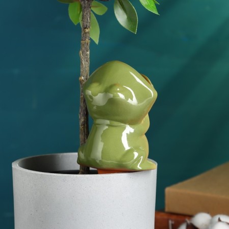 Waxing for home plants and garden "Frog" Kungur ceramics, 0.1l, 16cm, Green-4