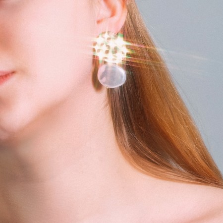 Earrings with pearls "Nephas", white color in gold-2