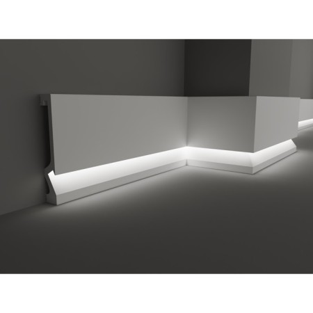Plastic white plinth under LED tape 100x16x2000mm