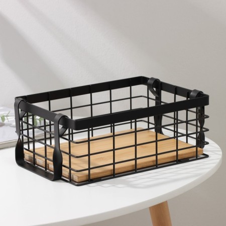 Universal basket Savanna "Aesthetics", 25 × 18.3 × 10 cm, black color-1