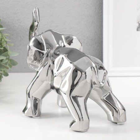 Souvenir Ceramics "Geometry. Elephant" silver 11x26x18 cm-4