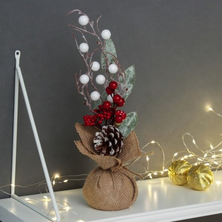 Decor "Bright holiday, in a bag" Berries of leaves, 25x10 cm