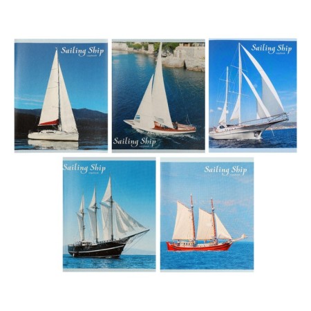 A notebook of 48 sheets in a cage "under sails", cover coated cardboard, block 60 g/m2, whiteness 75% (gray sheets), mix