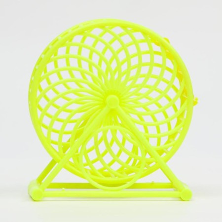 Rodent wheel on the base, plastic, 12.5 cm, yellow-2