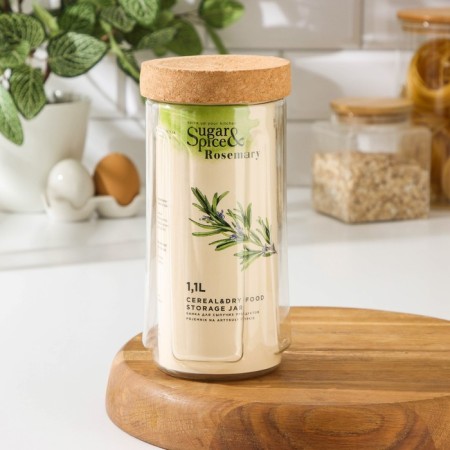 Bank for bulk products Rosemary, 1.1 l, with a cork cover-4