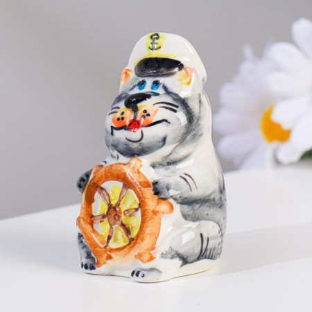 Сувенир "Кот Юнга", гжель цвет-1