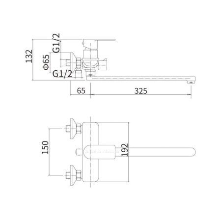 Fashun A52219 bath mixer, single -leaf, pour 325 mm, with shower, satin-1