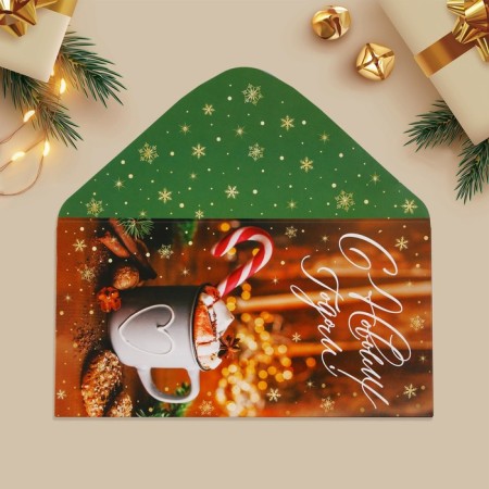 Money envelope “Happy New Year!”, Cocoa, 16.5 x 8 cm, New Year-5