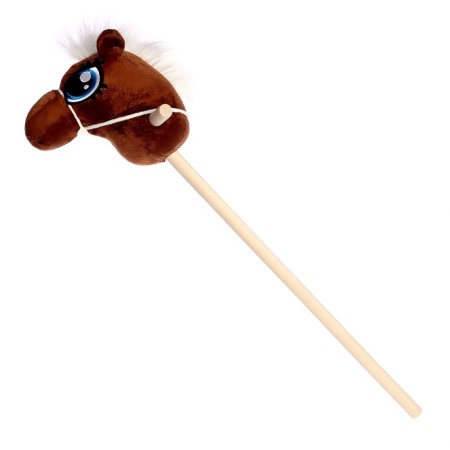 Soft toy "horse-horseman", on a stick, mix, brown color-12