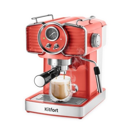 Coffee machine KitFort KT-7125-1, 1230-1465 W, 19 bar, 1.8 l, lane length 1 m, red