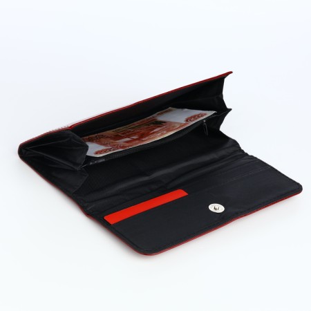 Women's wallet on a magnet, burgundy color-4