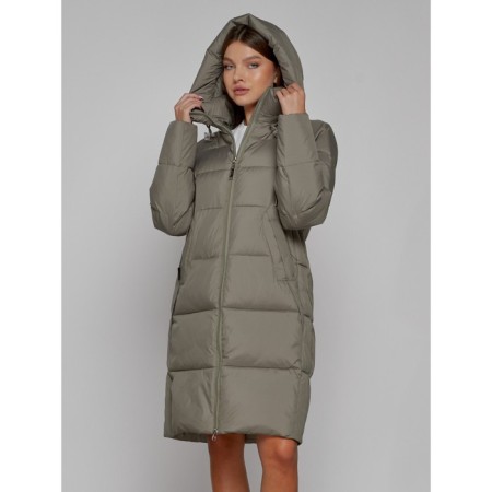 Coat insulated winter female, size 42, khaki color-7