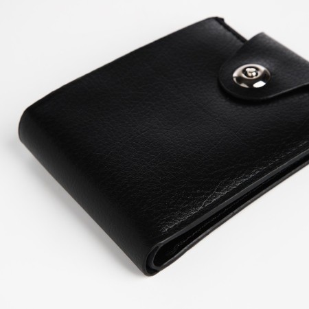 Male purse on a magnet, department for bills, cards, coins, black color-2