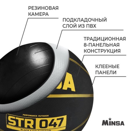 Basketball ball minsa str 047, PVC, glued, 8 panels, p. 7-2
