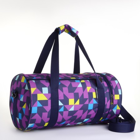 Sports bag with lightning, 2 outer pockets, long belt, lilac color