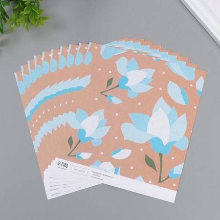 Scrapbooking paper "Pale blue flowers" density 180 grams set 10 pcs 15.5x17 cm-1