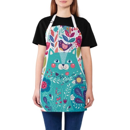 Apron kitchen with a "Happy cat" photo print, adjustable, size OS