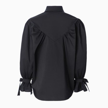 Women's shirt with ribbons mist, size 50, black-10