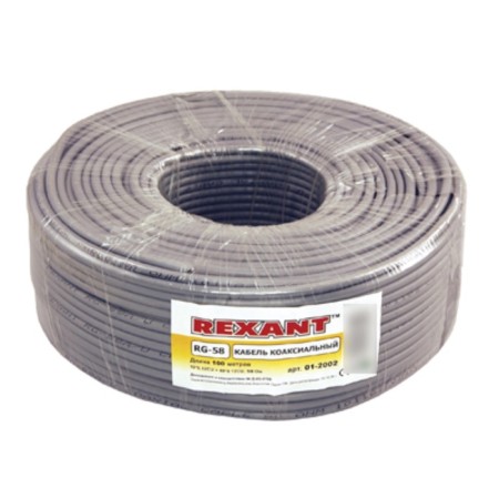 Bay COBACE COOXIAL RG-58 A/U, 50 Ohm, Cu/Al/Cu, 64%, 100m, Indoor, Gray Rexant-1