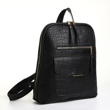 City backpack on a zipper, black color