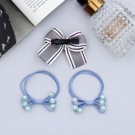 Hair set "Esther" (2 elastic bands, 1 clamp 4 cm) glamor stripes, mix-2