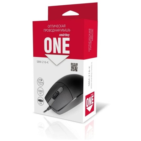 Mouse Smartbuy One 216-K, Wending, Optical, 1000 DPI, USB, Black-3