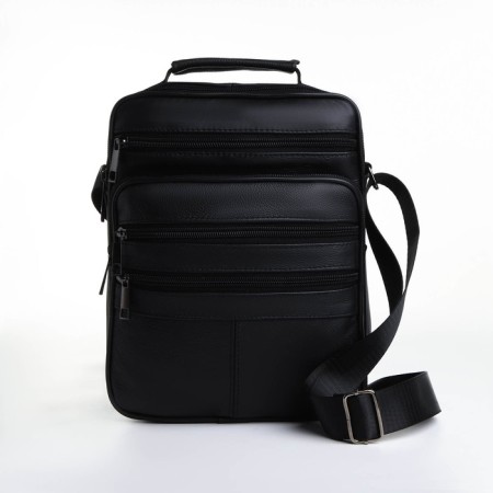 Male bag on lightning, long belt, black color-1