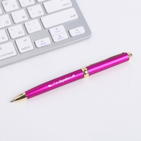 Ballic pen, blue paste, 1.0 mm, metal “Happy spring holiday. March 8 "-1