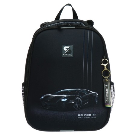 School backpack 38 x 30 x 16 cm, ergonomic back, stavia "monochrome", black-2