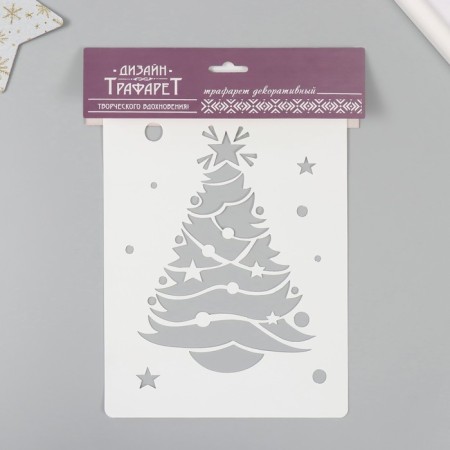 Plastic stencil "New Year tree", size 16x24 cm-3
