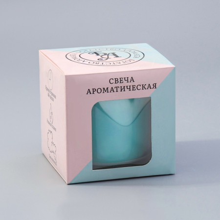 Aromatic giant in a glass "turquoise sky", soy wax, 10x10 cm-5