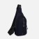 Male sling bag from textiles, headphone opening, blue color