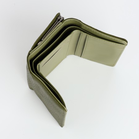 Women's wallet on magnets, green color-4
